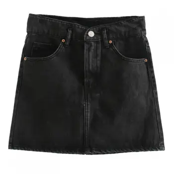 

2020 Streetwear Summer Women Black Denim Mini Skirts Womens High Waist Slim A-line Skirts For Womens Faldas Saia