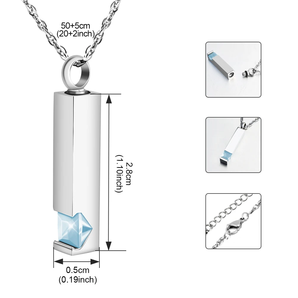 SOITIS с 12 видов циркония украшения камень рождения кремации ожерелье для праха настроить заполняемый кулон на память урна ожерелье