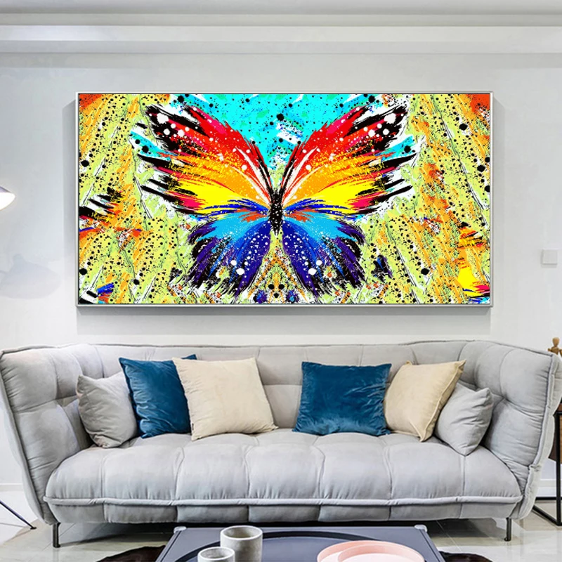 

Oil Painting Abstract Animal Posters and Prints Colorful Butterfly Canvas Painting Wall Pictures for Living Room Decor Cuadros
