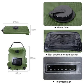 

Camping shower bag 5 gallon / 20 liter solar shower bag, suitable for outdoor travel hiking summer shower