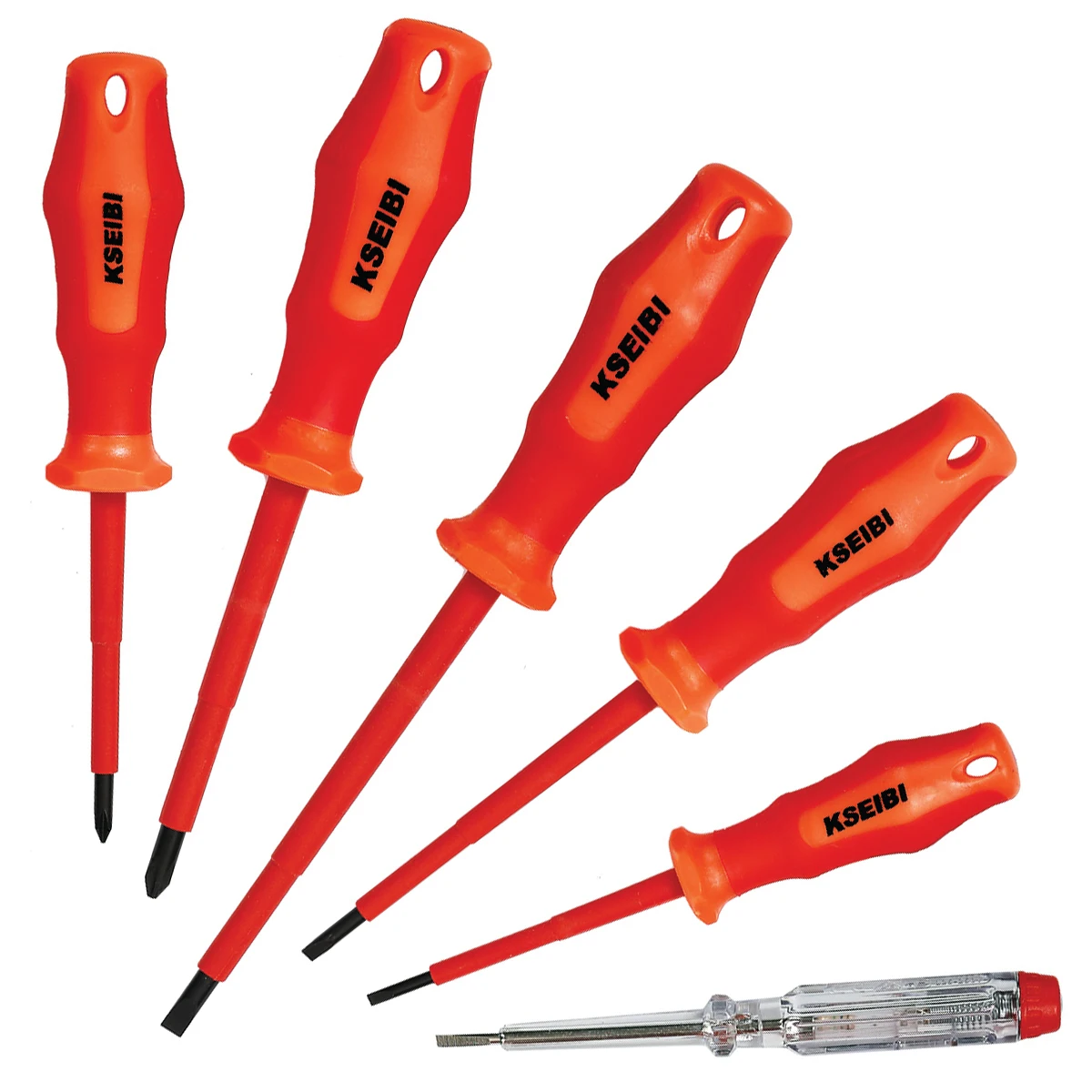 

KSEIBI Electric Screw Driver Set 1000V 6Pcs Set + Electrical Tester Magnetic Slotted Phillips VDE Insulated Screwdriver Set