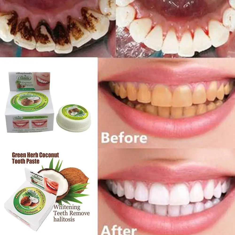 10 г натуральный кокос Таиланд Полоскание Зубная паста травяная зубная паста отбеливание зубов зубная паста