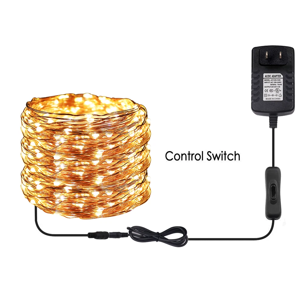 12V Led Fairy Lights Copper Wire String Christmas Lights 10M 20M 30M Holiday Outdoor Garland For Tree Wedding Party Decoration