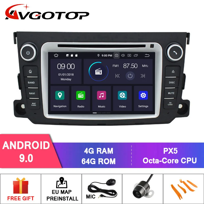 Flash Deal AVGOTOP 2+16GB/4+64GB Android 9 Bluetooth GPS Car Player Multimedia For MERCEDES-BENZ SMART 2010-2015 1