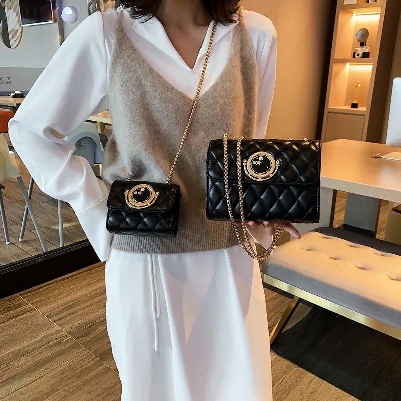 

2019 New Style Summer Western Style Rhombus Spiraea (Large Small) Shoulder Bag Fashion Chain Shoulder Square Sling Bag