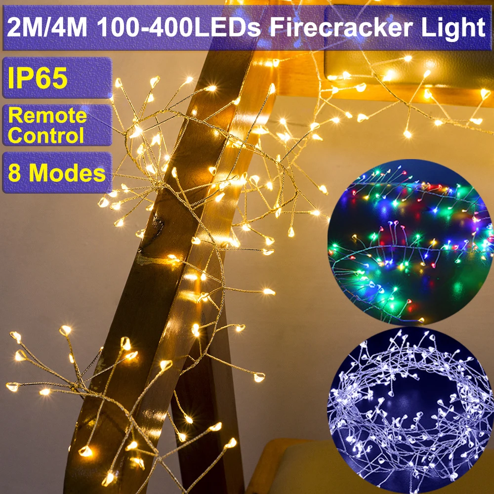 

LED Fairy Light Christmas Outdoor Waterproof String Light LED Firecracker Remote Control Home Holiday Decor USB/Battery D30