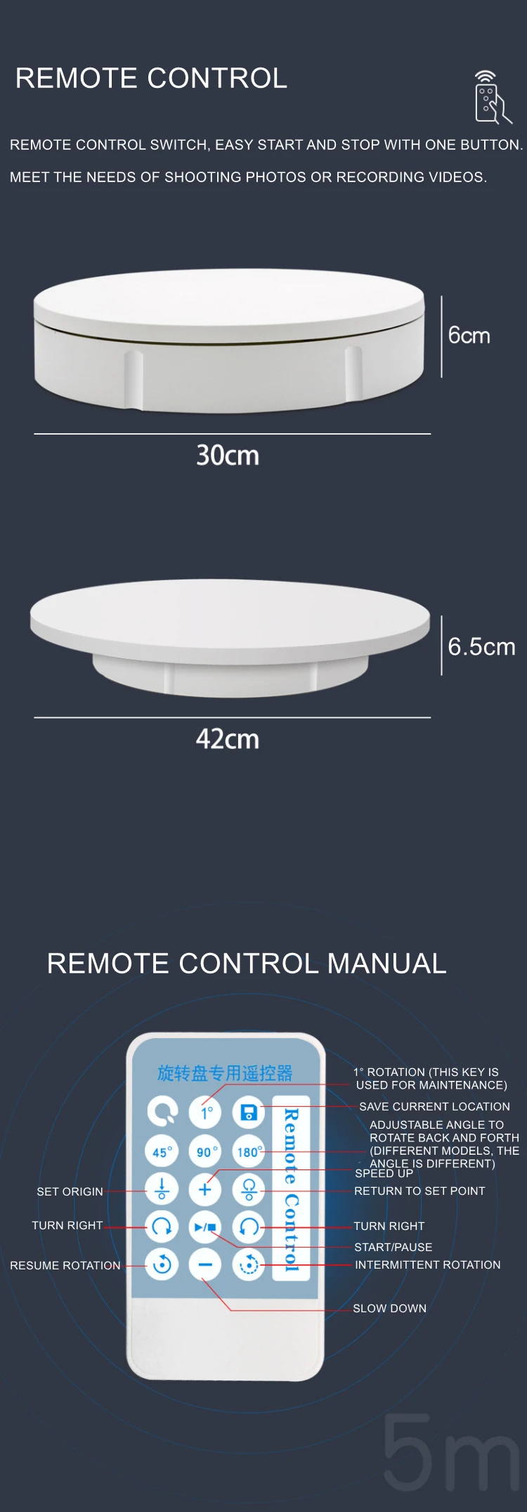 inteligente controle remoto exposição turntable 50 load