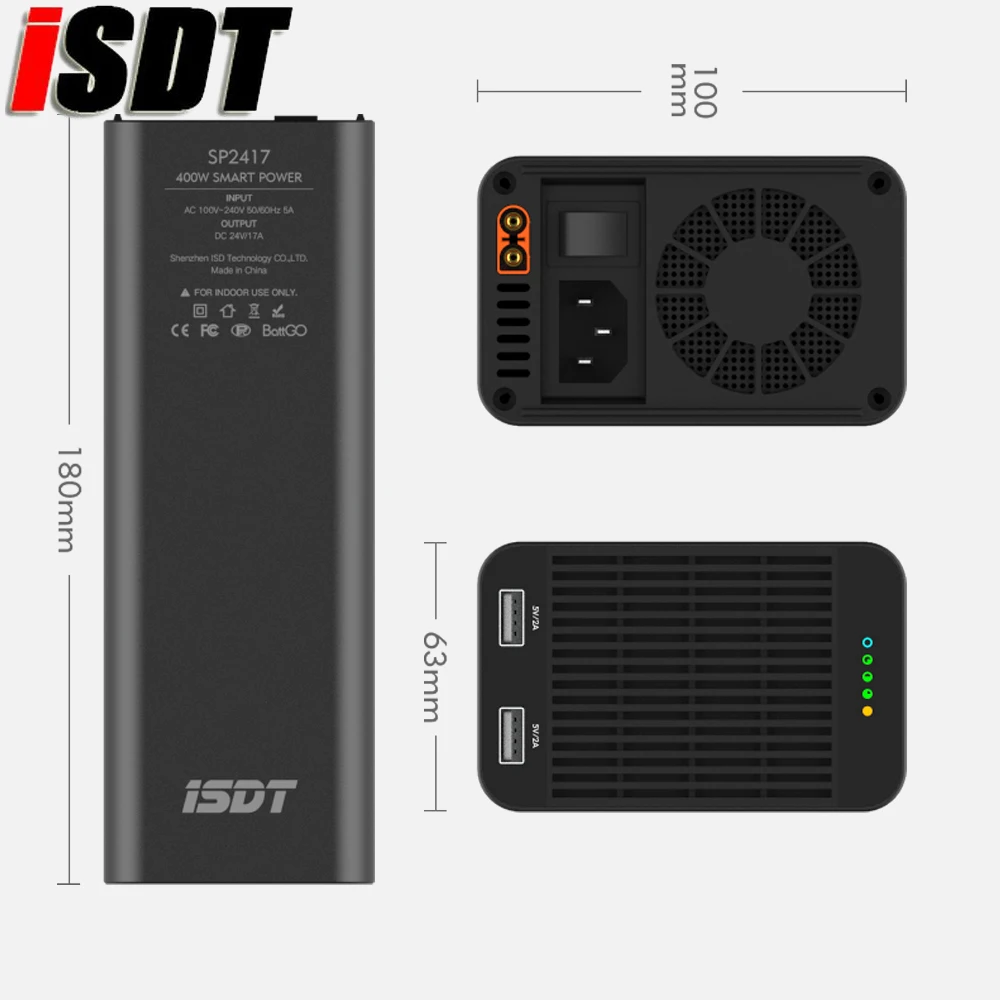 ISDT SP2417 400 Вт/SP2425 600 Вт RC зарядное устройство адаптер переключатель высокой мощности Smart control W/светодиодный usb зарядка для моделей RC