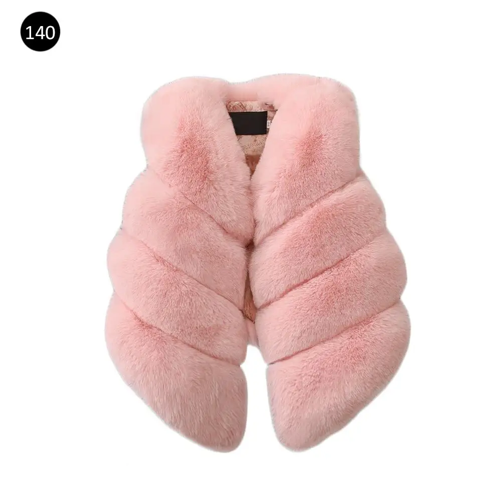 Pink Модная верхняя одежда с мехом для девочек; сезон осень-зима; жилеты для маленьких детей; плотный теплый жилет из искусственного меха; жилет для маленьких девочек; одежда - Цвет: Pink