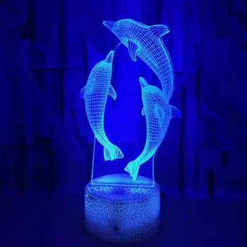 

Colorful 3d Night Lamp For Kids Child Bedroom Decor Nightlight Dolphin Series Touch Remote Control Child Gift Lights