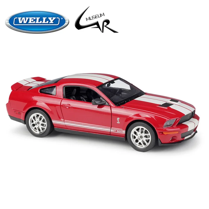 

Welly 1:24 Shelby Bobra GT500 2007 White/ Red Metal Diecast Rally Scale Car Model Kit Display Collections Gift Toy