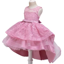 Детское вечернее платье кружевное свадебное платье с цветочным узором для девочек бальное платье для выступлений, детское платье принцессы с вышивкой для детей 6, 8, 10, 12 лет