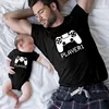 1Pc Player 1 Player 2 Funny Father Son Look Tshirt Summer Short Sleeve T-Shirt For Daddy Baby Bodysuit Family Matching Clothes 1
