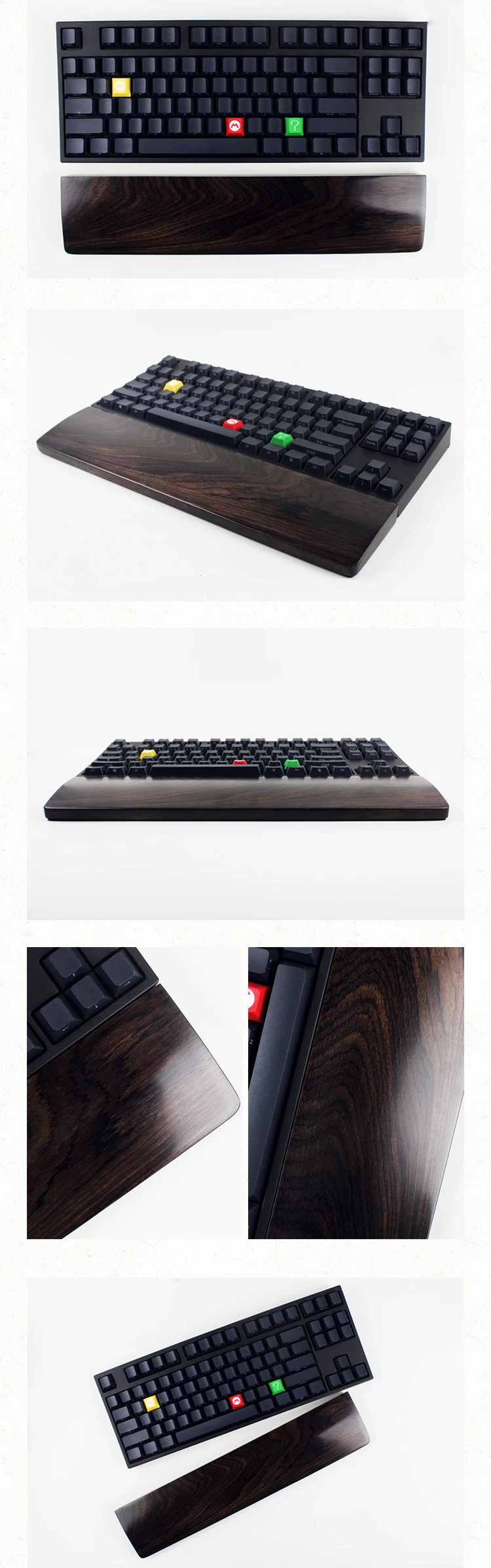 cashmere teclado mecânico de madeira lisa descanso de palma da mão para teclado ergonômico suporte para pulso teclas