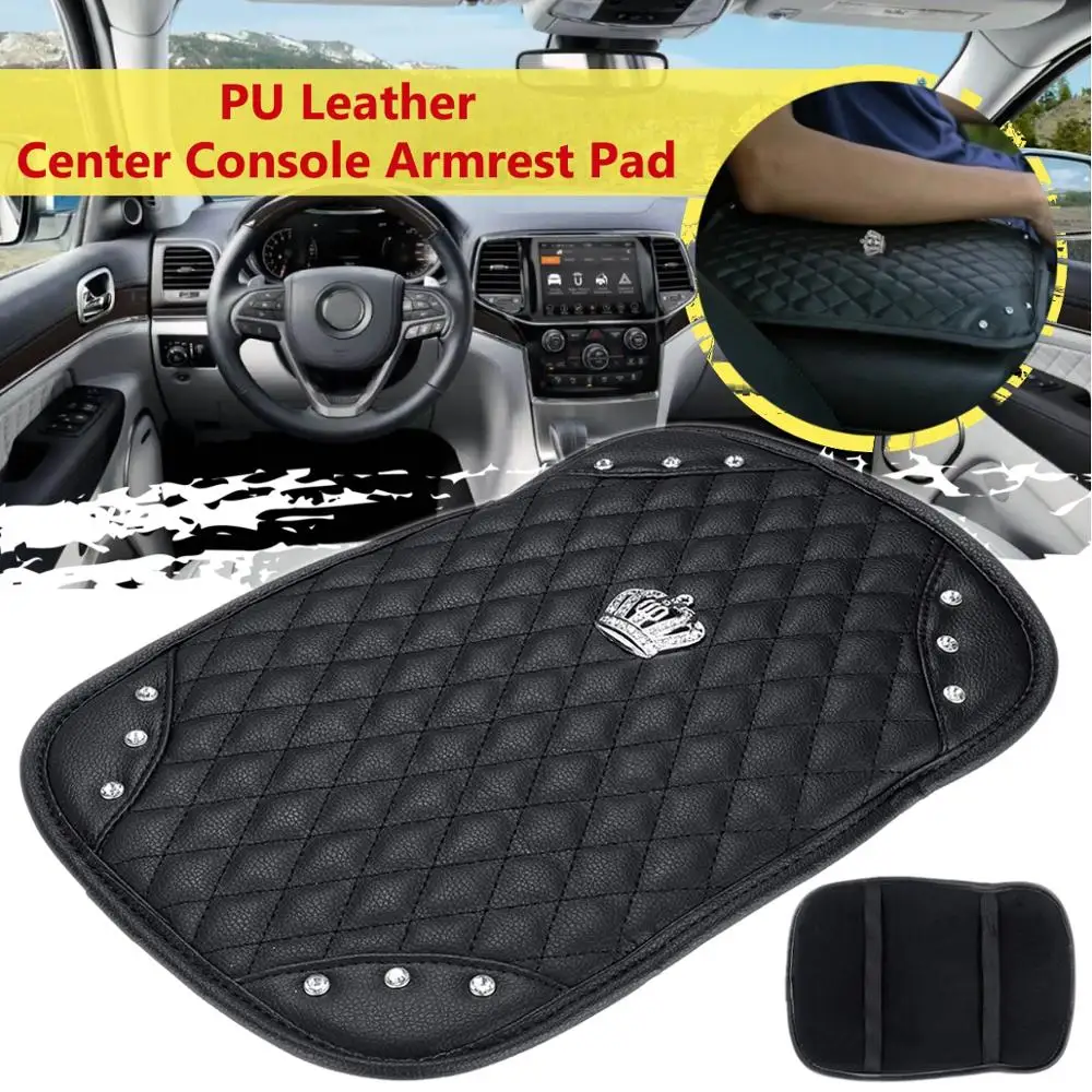 Armrest Pad 38 см из искусственной кожи Чехлы рулевого колеса автомобиля алмаз черный розовый Авто рулевого управления Чехлы для леди девушки автомобиля аксессуары для интерьера - Название цвета: Armrest Pad