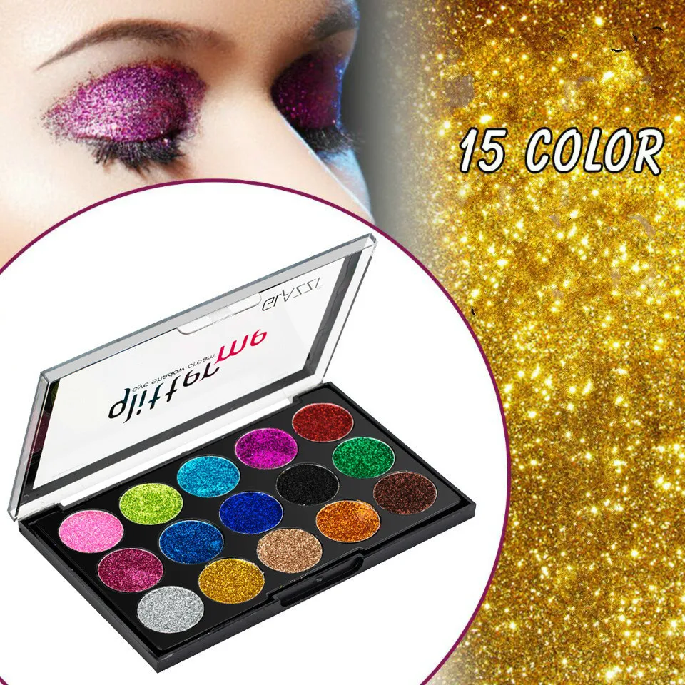 15Colors Metallic High Shimmer Matte Glitter Silky Powder Makeup Pressed Pearl Eye Shadow eyeshadow palette 1