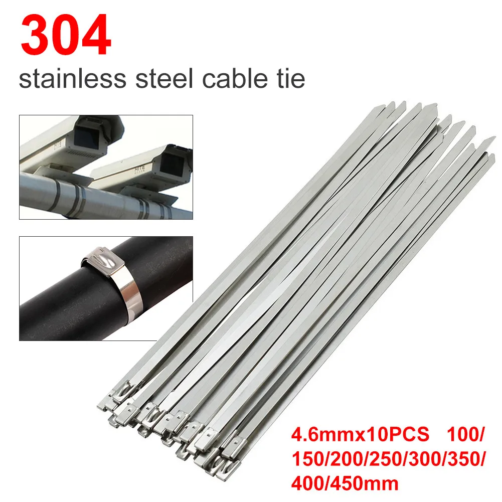 Cable ties cable tie nylon zip ties Self-Locking Stainless Steel wires metal cable ties 4.6mm width 10PCS 4.6x100-450