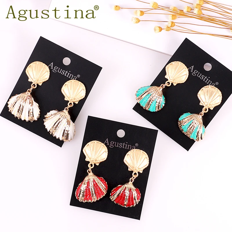 

2019 Summer Natural Beach Shell Drop Earrings For Women Gold Color Cowrie Sea Shell Dangle Earring Boho Jewelry Gift Statement