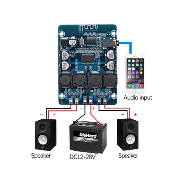 

TPA3118 Dual Channel 2X45W Bluetooth Amplifier Board Stereo Audio Bluetooth Digital Power Amplifier DC12-28V For Amplifiers DIY