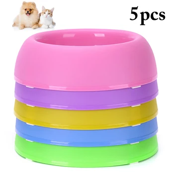 

5PCS Pet Dog Bowl Round Non-slip Plastic Travel Bowl For Dog Portable Dog Bowl for Pet Cat Food Water Feeding Pet Supplies