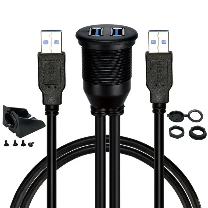 Удлинительный кабель с двойным USB 3,0 «папа» на USB 3,0 «мама» для крепления на приборной панели автомобиля