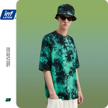 

INFLATION 2020 Summer Tie Dye Men T shirt O-neck Men T shirt Raglan Sleeve Hip hop Unisex Tops Tees Men Funny T shirts 1132S20