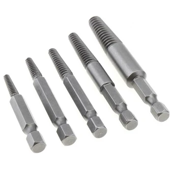 

6 Pieces Drill Bits Guide Broken Screws Bolt Remover Silver High Speed Steel Screw Extractor Set Drill Bits