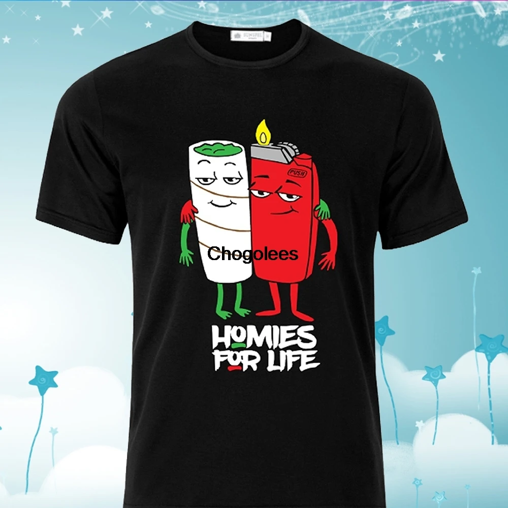 Футболка Homies For Life черная забавная графическая футболка с рисунком травы юмора