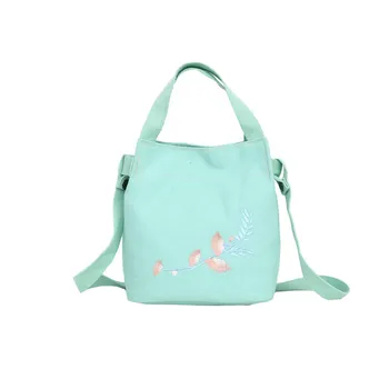 

Canvas Shoulder Bag for Woman 2019 Summer Casual Shopping Handbag Embroidery Purses
