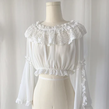 

Girls Lolita Tops Japanese Kawaii Lace Ruffle Dress Lolita Shirt Bottoming Shirt Gothic Lolita Blouse Tea Party Costume VO769