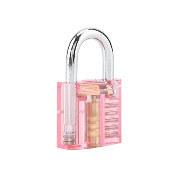 

Locksmith Hand Tool Padlock Set Selection Cut Off Transparent Visible Practice Lock With Key Removal Hook Kit Tool Pink