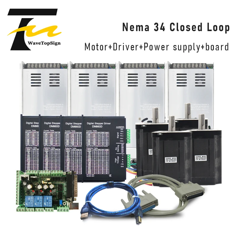 4Axis CNC controller Kit NEMA34 Stepper Motor Single Shaft+DM860D Driver 6A 80VDC for Router Milling | Обустройство дома