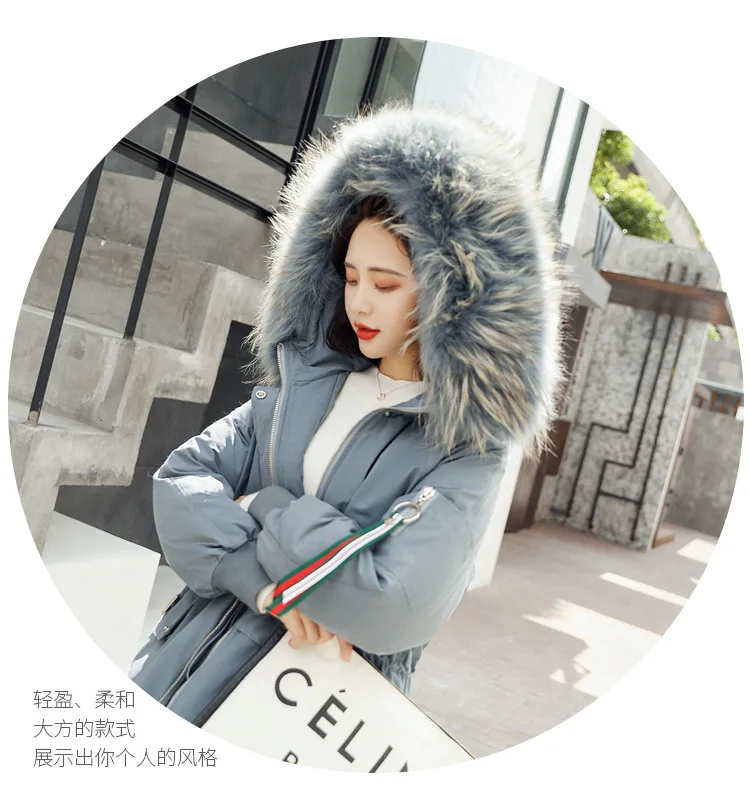 WOMEN'S Dress down Feather Winter Mid-length Warm Hooded Fashion Raccoon Fur Collar 90 Cloth Boutique down Jacket