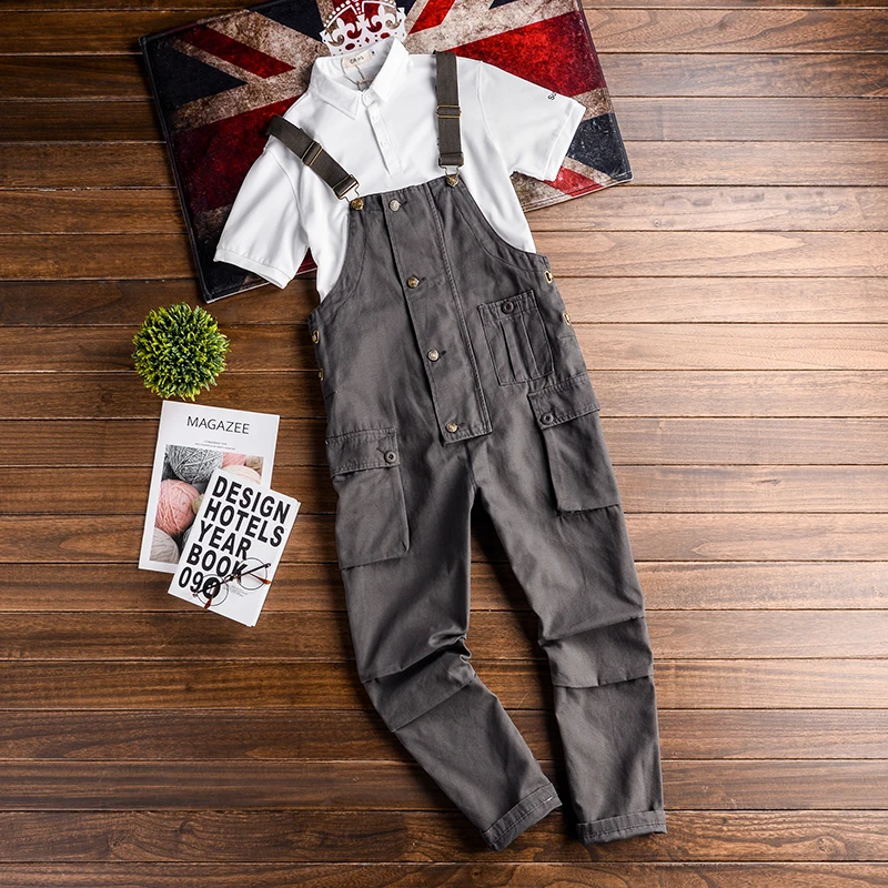 Men Jumpsuit Casual Romper 2020 Joggers Loose Bib Pants Streetwear Fashion Solid Color Suspenders Men Overalls