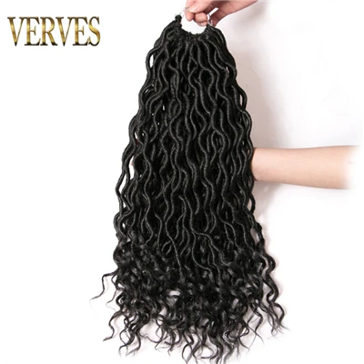 # 1B VERVES Faux locs 18 дюймов вязание крючком сплетенные волосы для наращивания 24 пряди/упаковка косички Омбре плетение волос синтетический афро коричневый оптом - Цвет: # 1B