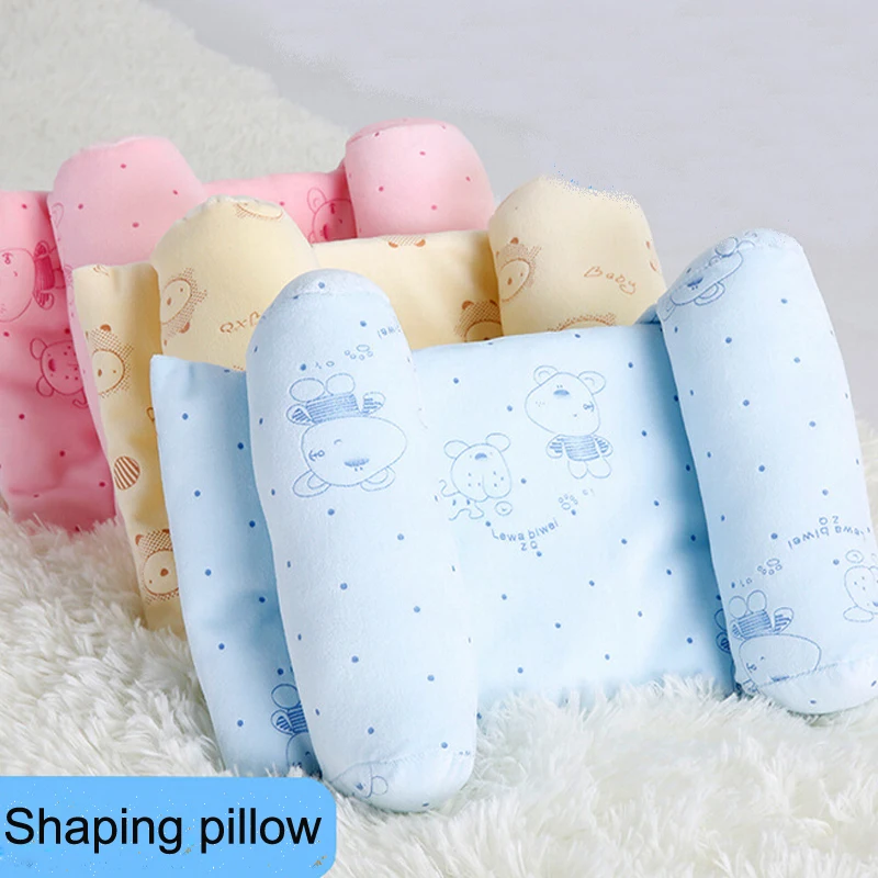 Almohada cómoda de algodón antideslizante para bebés, posicionador de cabeza para dormir con dibujos animados, 1 unidad