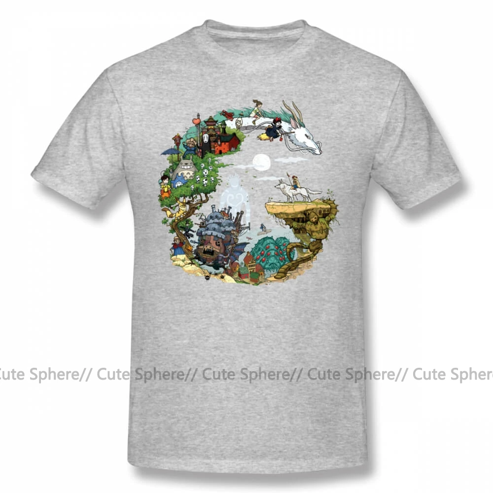 Hayao miyazaki футболка hayao miyazaki аниме футболка с коротким рукавом 100 хлопок Футболка забавная уличная одежда графическая футболка - Цвет: Gray