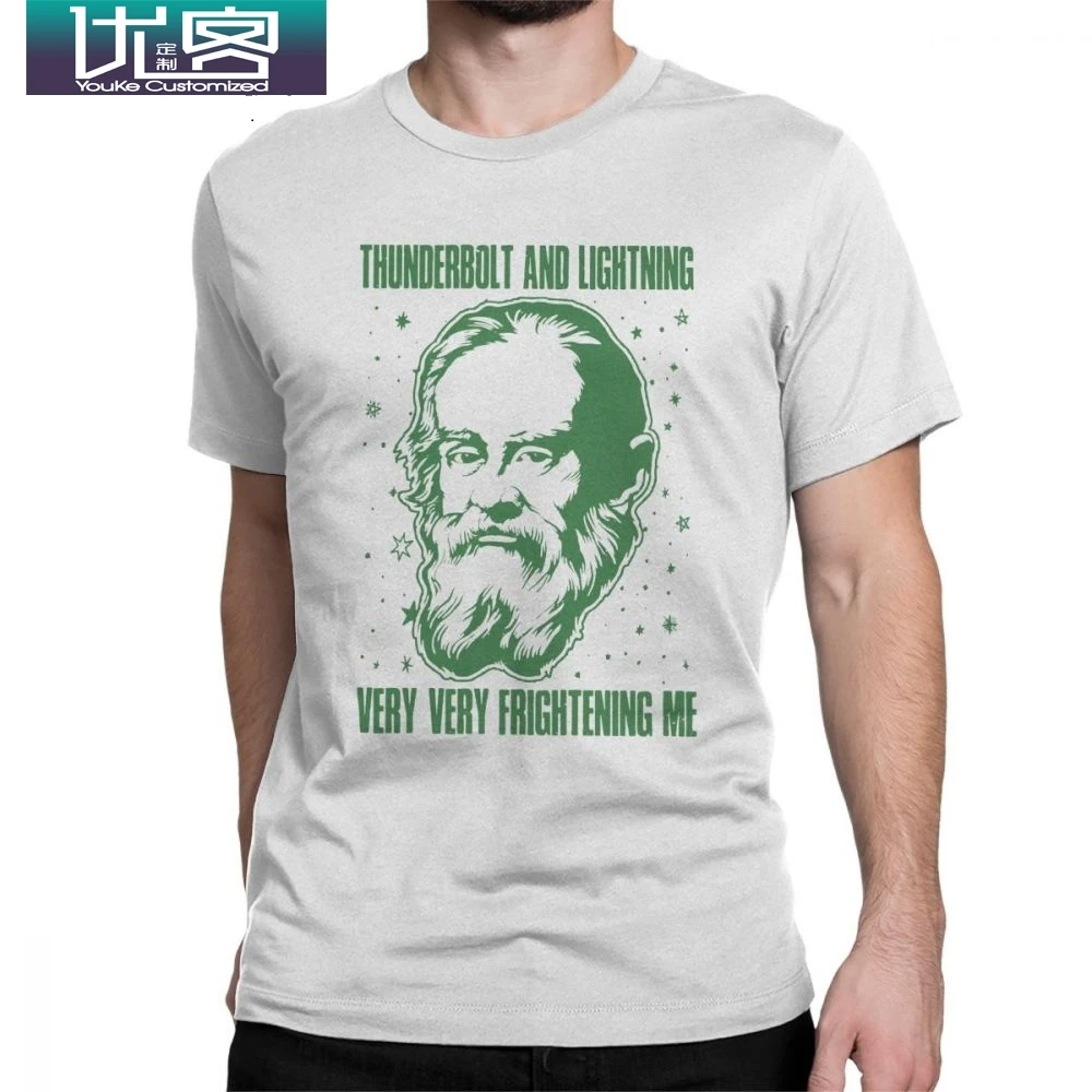 Men's T Shirts Thunderbolt And Lightning Graphic Tops Short Sleeve Galileo Meme Science Geek Tees O Neck Clothing Cotton T-Shirt