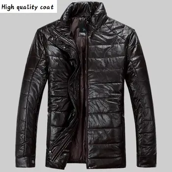 

2020 Hot Brand Men's Leather Jacket Men Warm Coat Black Outwear Mens Winter Coats Jackets Stand Collar Male Slim Clothes S-4xl