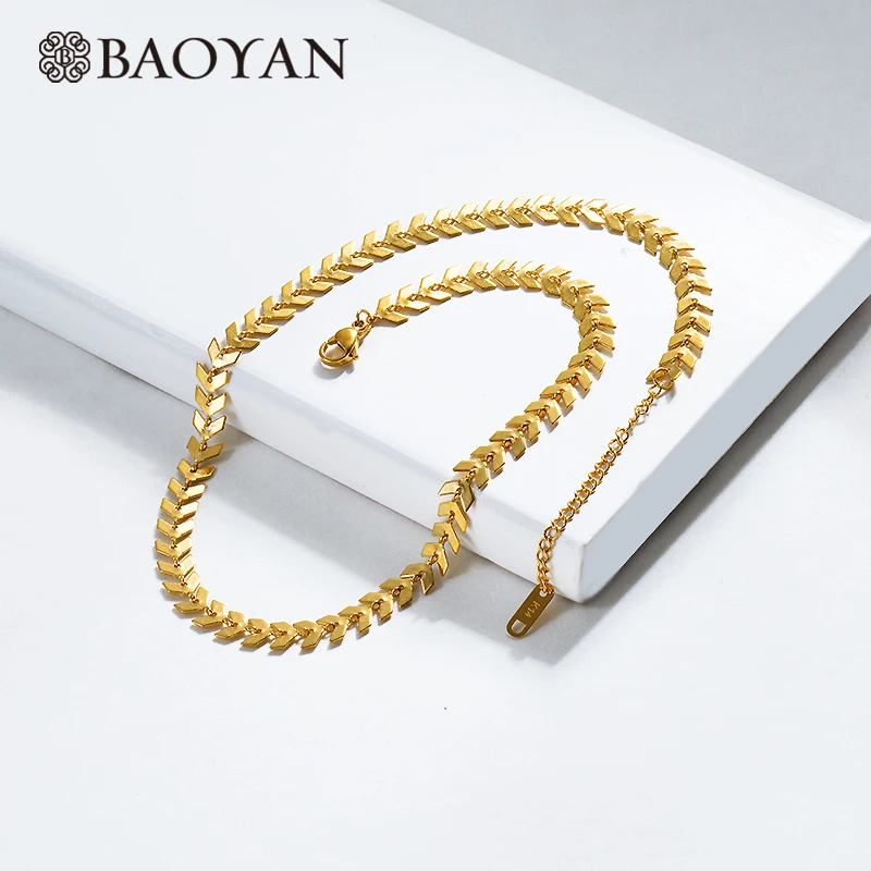 

Baoyan Vintage Stainless Steel Choker Necklace Solid Gold Chain Necklace Jewelry Wide Titanium Chain Chokers Necklaces For Women