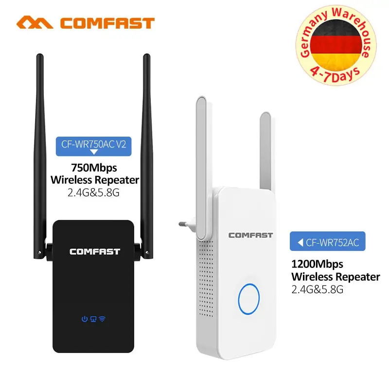 Двухдиапазонный 750-1200 Мбит/с Comfast Wifi удлинитель/точка/маршрутизатор/2,4 ГГц+ 5 ГГц двойной WI-FI усилитель сигнала
