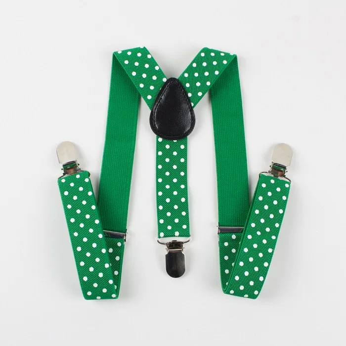 green 1 предмет, детские костюмы в горошек, подтяжки, 3 зажима, регулируемые рубашки Детские подтяжки для маленьких мальчиков, подтяжки с поясом - Цвет: green