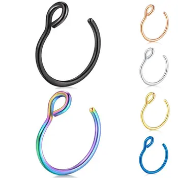 

1PC Fashion Hoop Nose Ring Unisex Punk U Shaped Fake Stainless Steel Septum Rings Women Men Nose Piercing Jewelry Accessories
