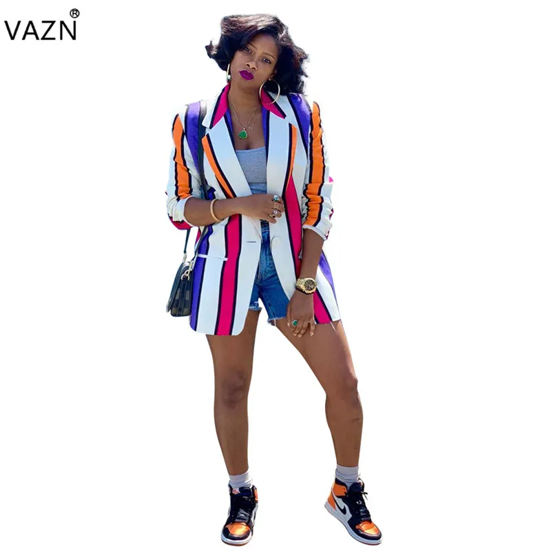 VAZN PN6235 майка широкого кроя Stripedsummer Повседневная незаметная Мода для зрелых шеи с длинным рукавом офисная модная женская тонкая рубашка outeraer рубашка