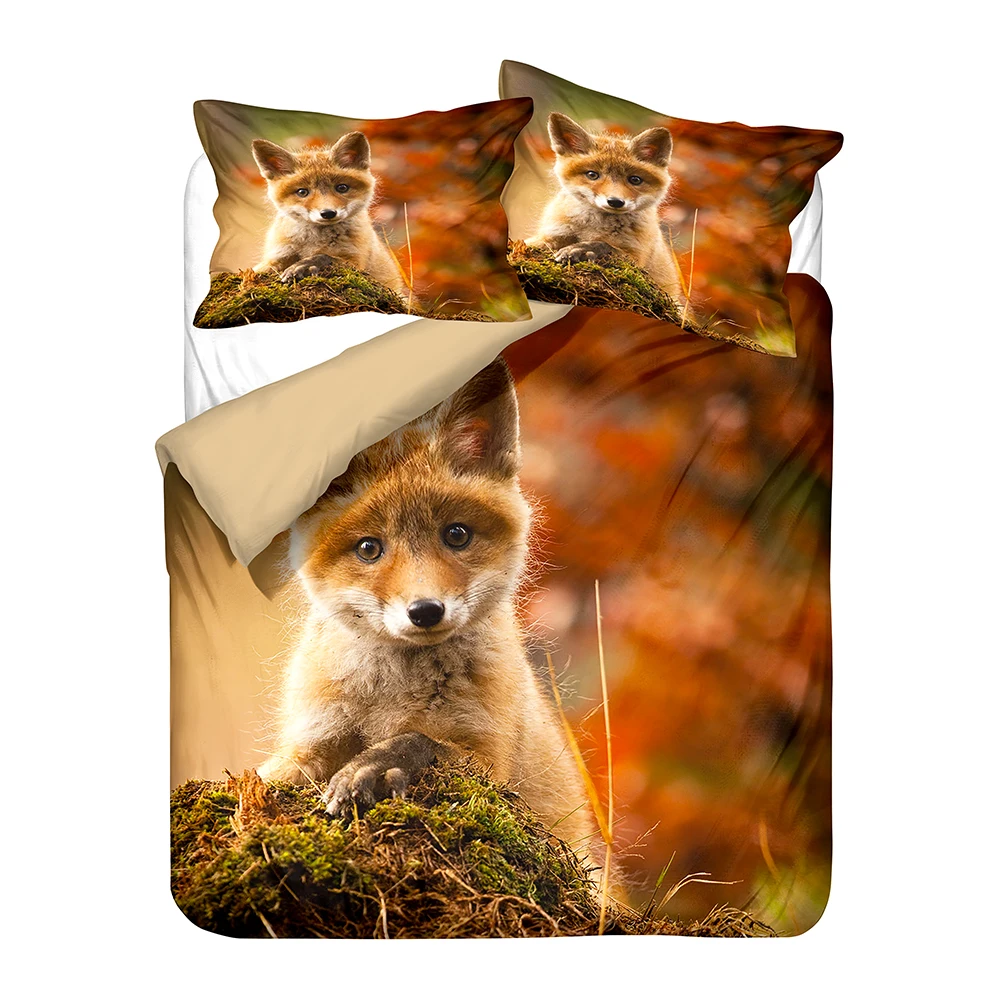 Fox Bedding Set 3d Printed Wild Animal Duvet Cover For Kids Adult Room