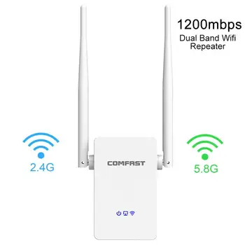 

WiFi Signal Amplifier Range Extender 1200Mbps Wireless WIFI Repeater Booster 2.4G&5.8G High Speed High Antennas Dual Band