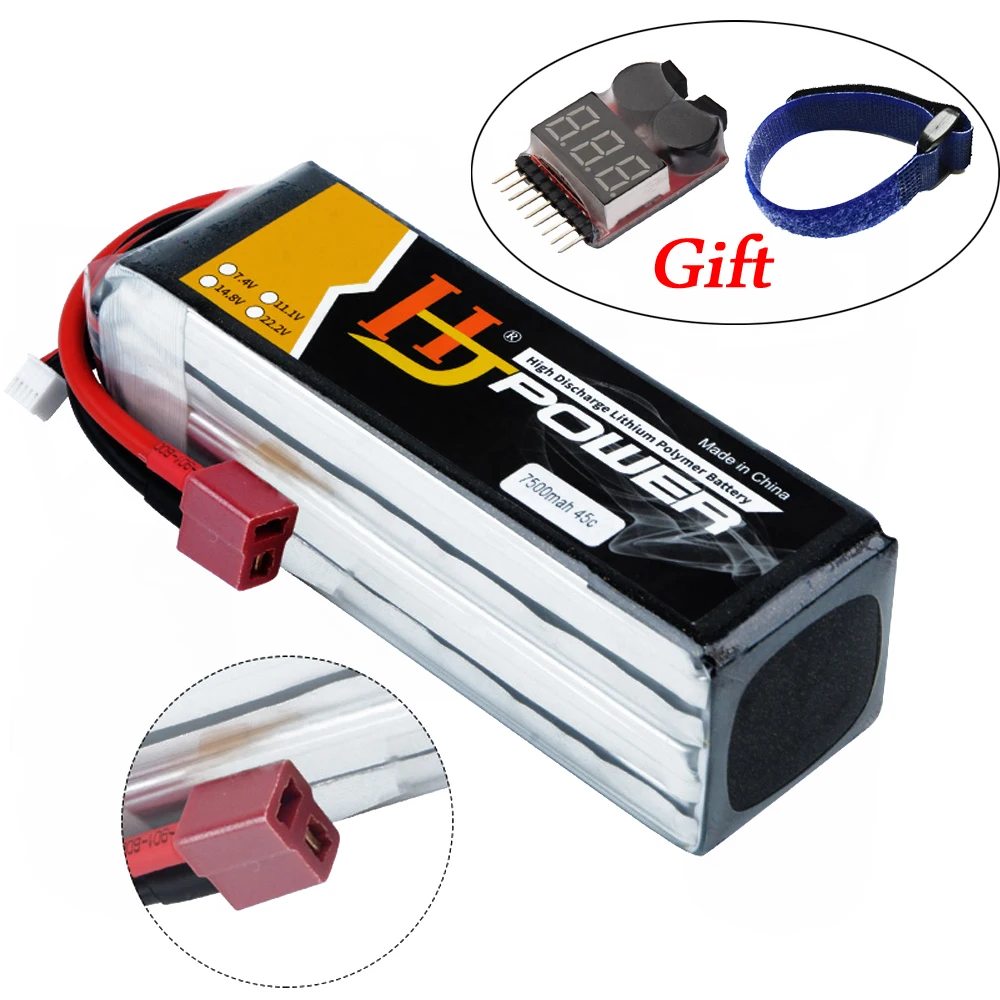 

RC Battery.HJ Power 7.4V/11.1V/14.8V/22.2V 7500mAh 45C-90C Lipo battery For 1:10 RC Car Boat Helicopter Remote Control Toys
