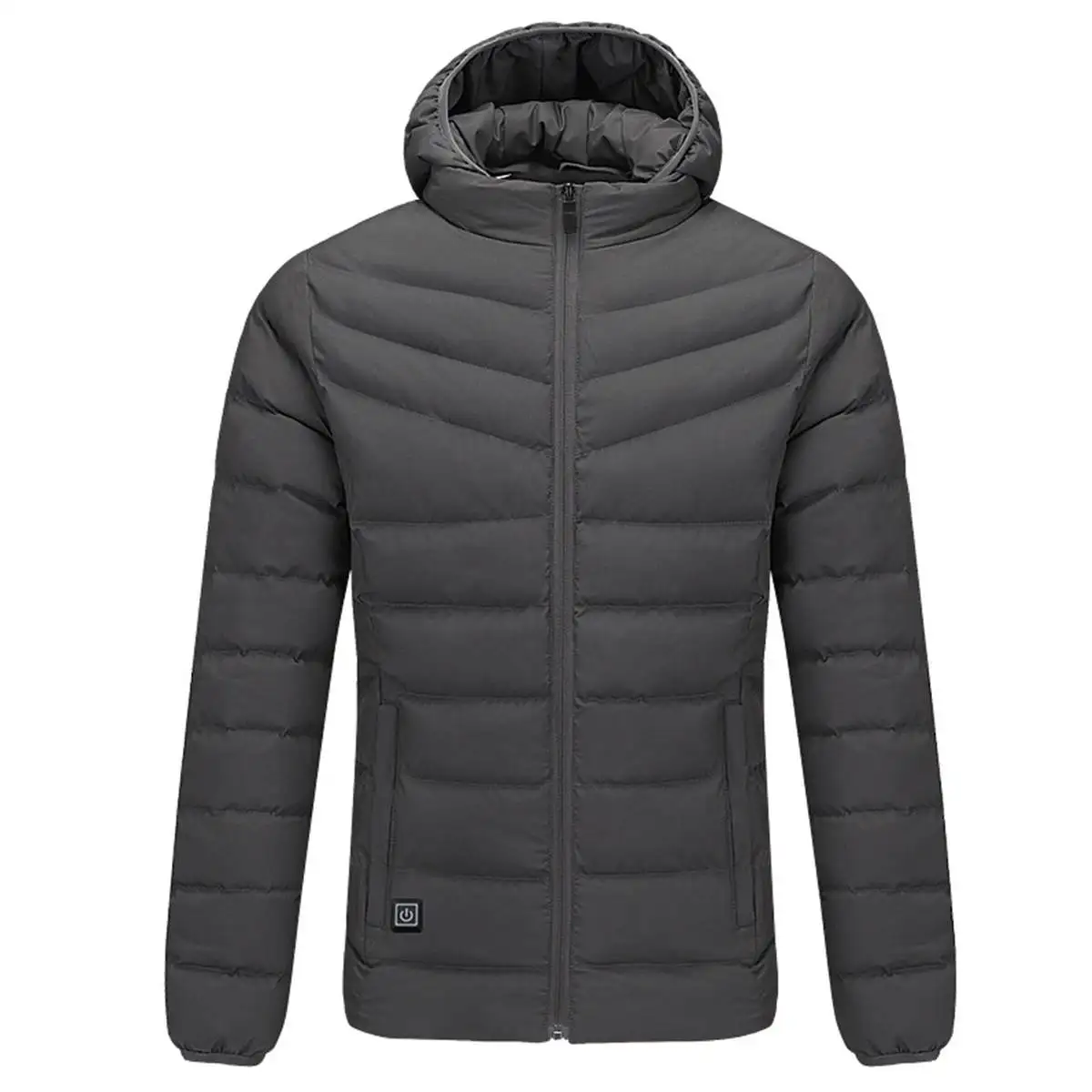 Зимняя пуховая куртка для пар, Водонепроницаемая USB куртка с подогревом для катания на лыжах, походов, скалолазания, углеродное волокно, грелка, хлопковое пальто - Цвет: Серый