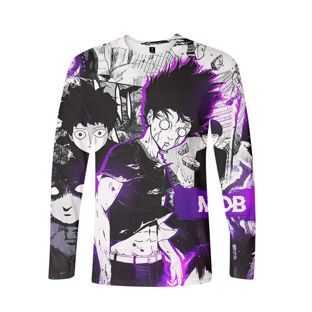 Женская футболка с длинным рукавом 3D Mob Psycho 100 модная повседневная топы для