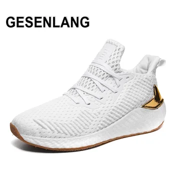 

2019 Men's Big Size Sport Running Shoes Flyknit Breathable Mesh Soft Male Sneakers Durable Anti-Slip Outdoor Daily Walking Shoes